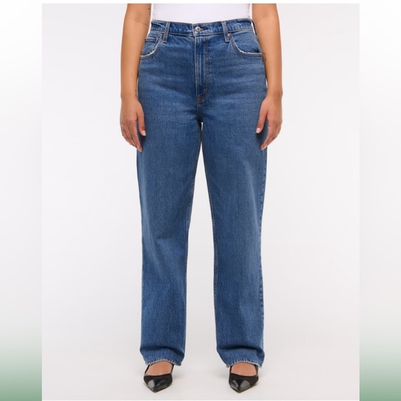 Abercrombie & Fitch Women's 90s Straight Ultra High Rise Leg Blue Jeans - Picture 13 of 14